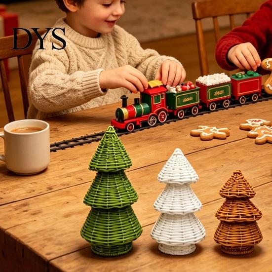 Idee Regalo di Natale Uniche Albero in Rattan Intrecciato a Mano, Ornamento da Tavolo Albero di Natale a Cono, Souvenir Rustici Minimalisti Centrotavola Festivo per Mensola