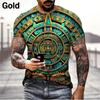 Colorful Cool Pattern T-Shirt For Men Aztec Calendar 3D Printed Tees Summer Casual Short Sleeve Loose T Shirts Round Neck Tops
