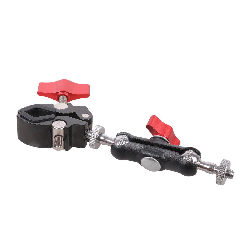 Adjustable 1/4inch Threaded Ball Mounting Arm Heavy Duty Iron Clamp Rotatable Metal Clamp for Mobile Phone Monitor Video