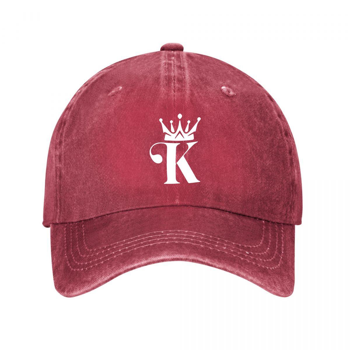 Black Crown K Snapback Hat Washed Baseball Cap Adjustable