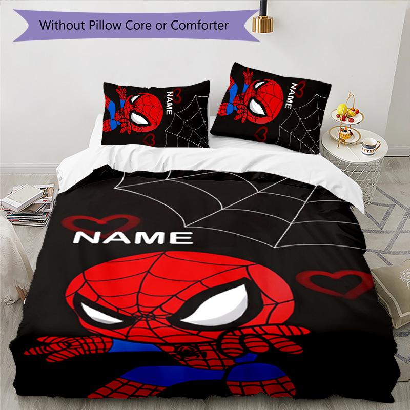 3pcs Spider Man1 Cover Set - Personalized Name, HD Printed Bedding with 1 Cover and 2 Pillowcases - Perfect for Home Decor, Easy Care