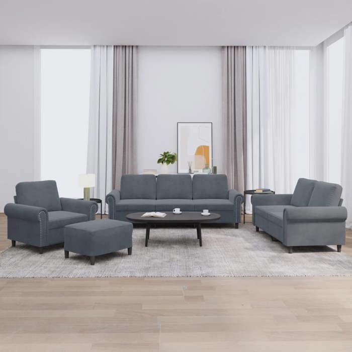 VidaXL Ensemble de Canapés avec Coussins 4 pcs, Canapés avec Accoudoirs, Ensemble de Meubles avec Repose-pieds Salon, 3202181