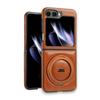 Applicable To Samsung Z Flip7 Folding Mobile Phone Case Leather Magnetic Rotating Bracket Flip5/4/3 Leather Case Anti-