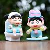 6pcs Crayon Shin Chan Bathing Driving Scene Model Ornament Set For Collectors And Kids