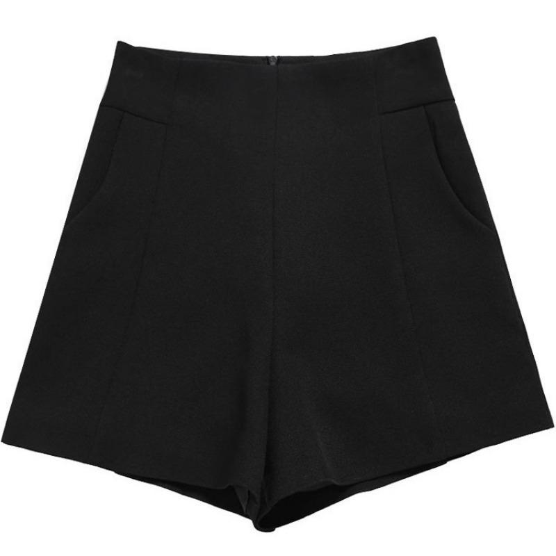 2026 Lockere Damen-Shorts Frühling Sommer Lässig Hohe Taille A-Linie Shorts Einfarbige A-Linie Weiter Bein Chiffon-Shorts Schicke Dame Schwarz Weiß Anzug-Shorts