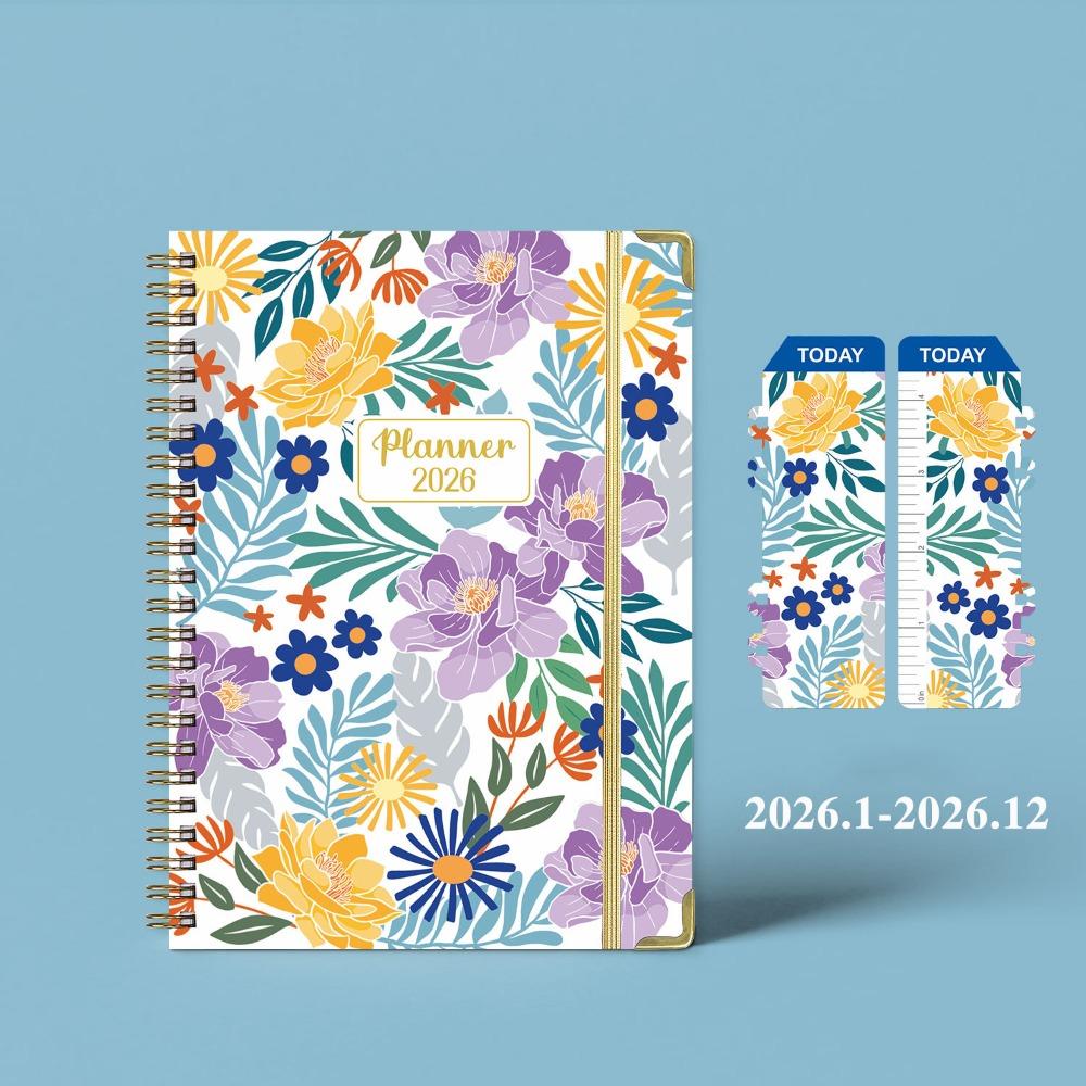 Flowers 2026 Schedule Book A5 Planner Notebook Portable Daily Planner Office Supplies