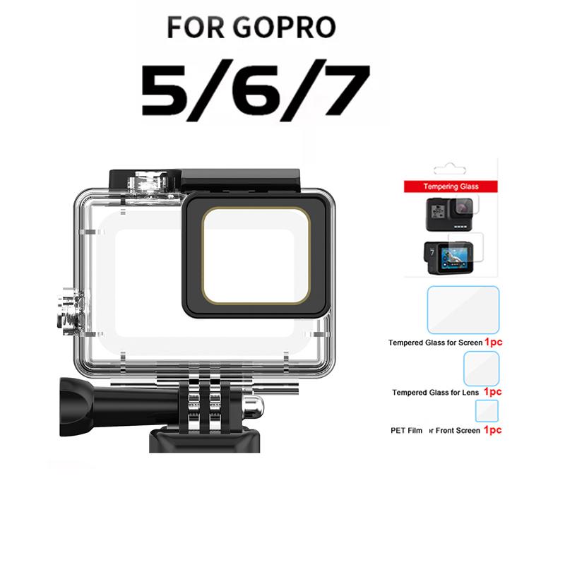 HONGDAK 60m Underwater Diving Waterproof Case For Go Pro GoPro 5 6 7 Hero Black Protective Cover Housing Mount for Gopro 5 6 7