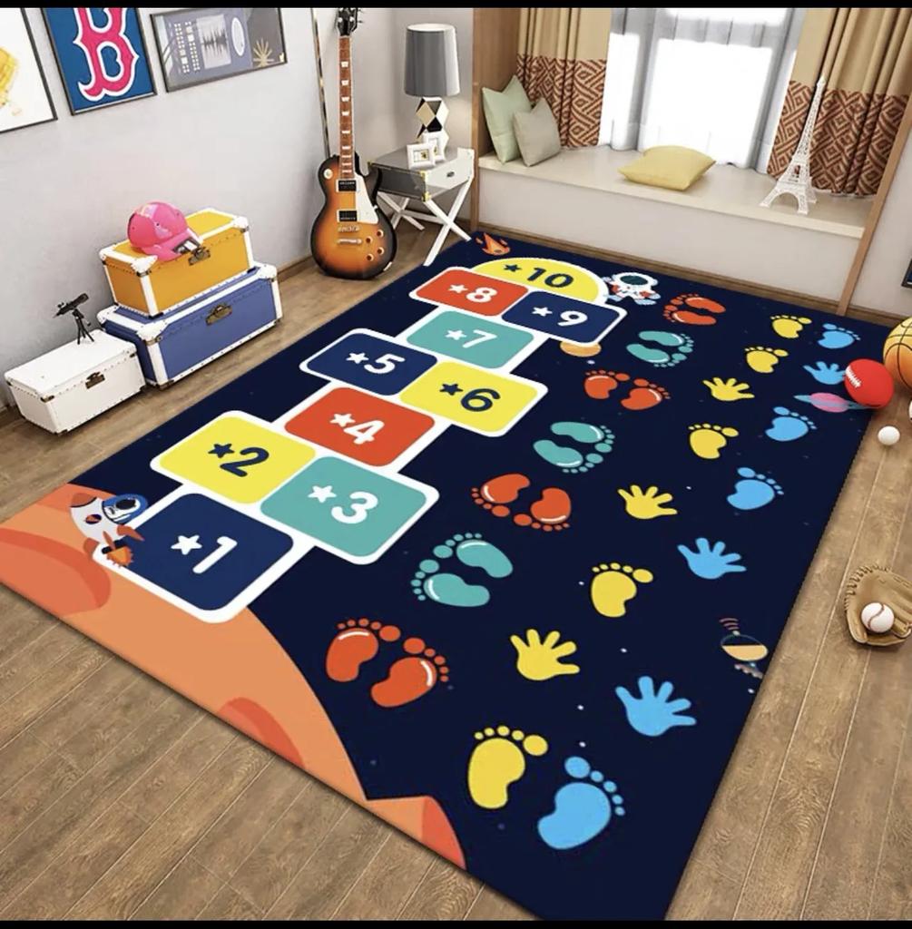 Cartoon Hopscotch Carpet Non-Slip Children's Room Study Table and Chair Mat Kindergarten Play Floor Mat Home Decoration
