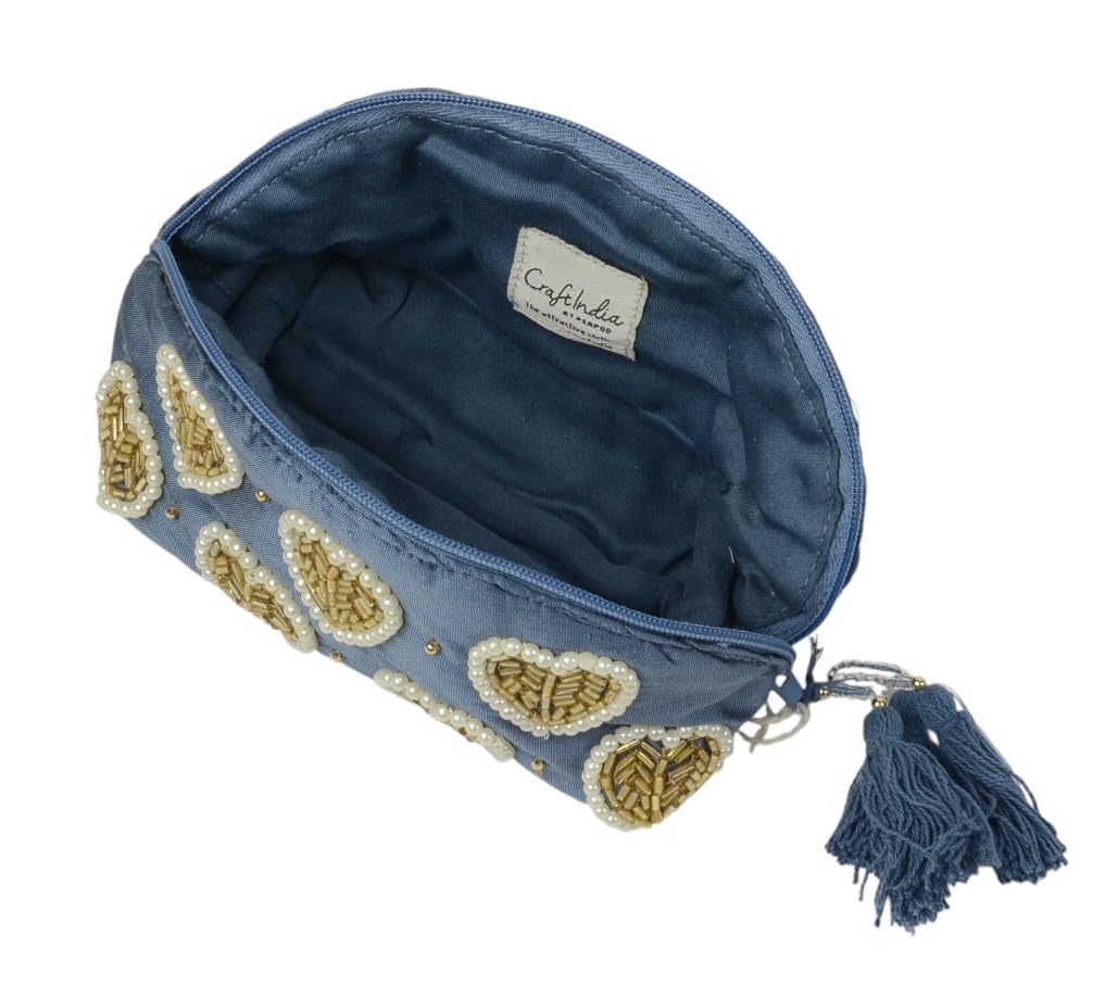 Friends Hill Craft India Mini Pouch, Ravisha, Blue, BW-158-67