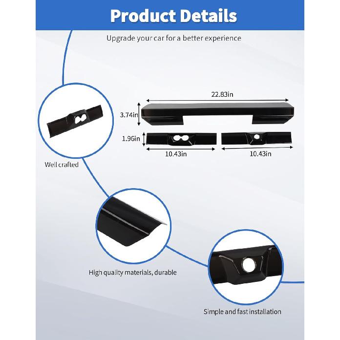 3rd Third Brake Lamp Light Trim Cover Fit for Chevy Silverado GMC-SIERRA 2022-2024 + 3rd Brake Light Cover High Mount Third Blake Stop Reverse Cargo