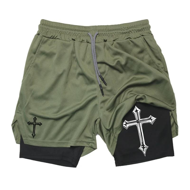 Kreuz Christlich Gott Jesus Camouflage Muay Thai Kickboxen MMA Shorts Herren Damen Unisex Doppellagig Schnelltrocknend Training Sport Fitnessstudio Workout