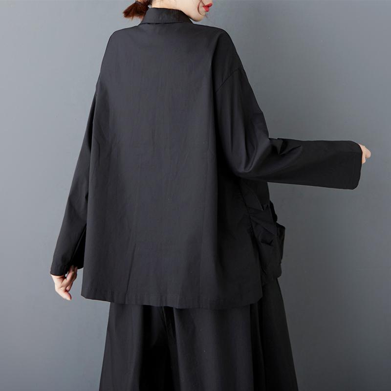 DIMANAF 2025 Women Autumn Plus Size Blouse Shirt Black Fashion Tops Tees Loose Casual Button New