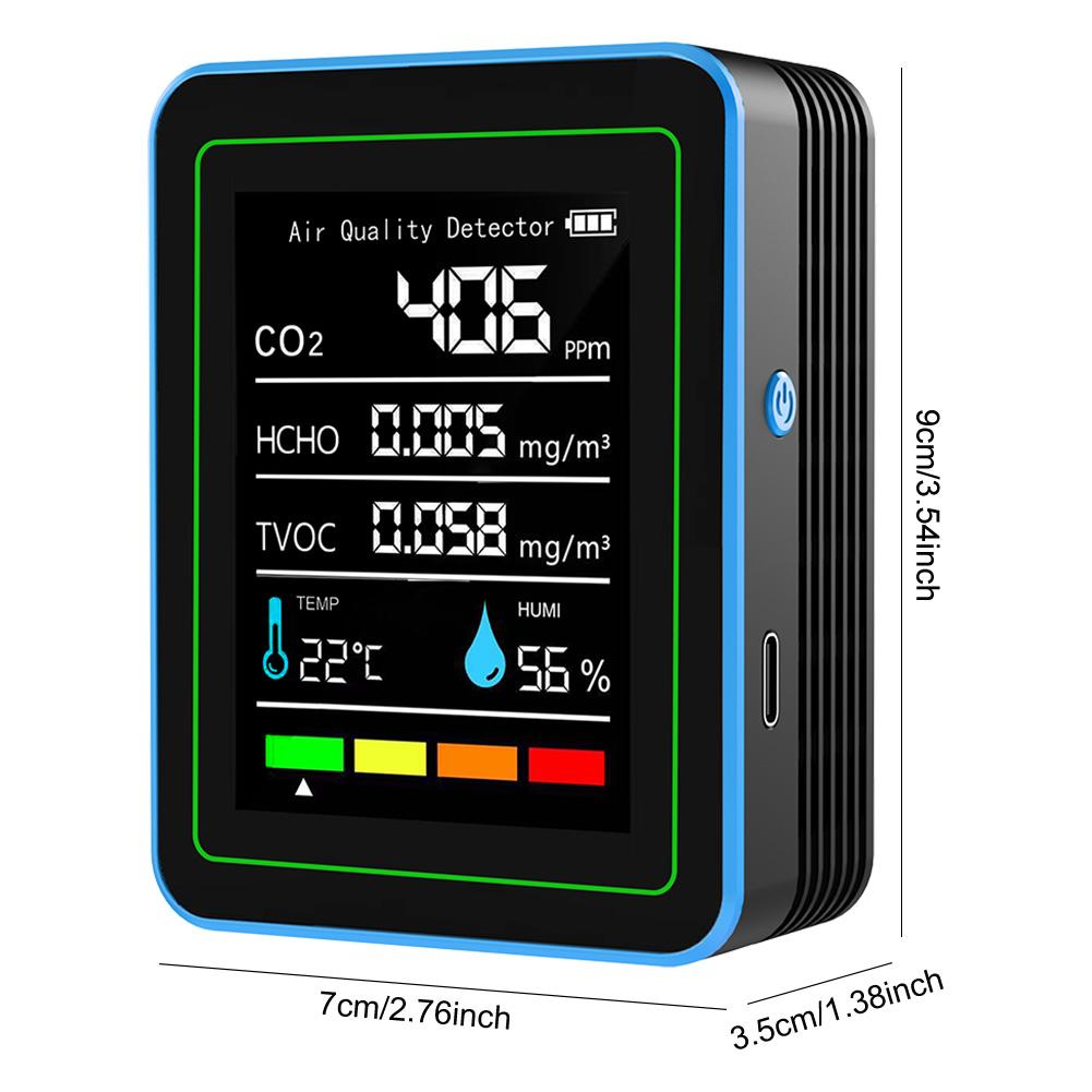 5-in-1 Air Quality Monitor Carbon Dioxide Detector Formaldehyde Detection HCHO/TVOC/Temperature/Humidity /CO2 Sensor Meter