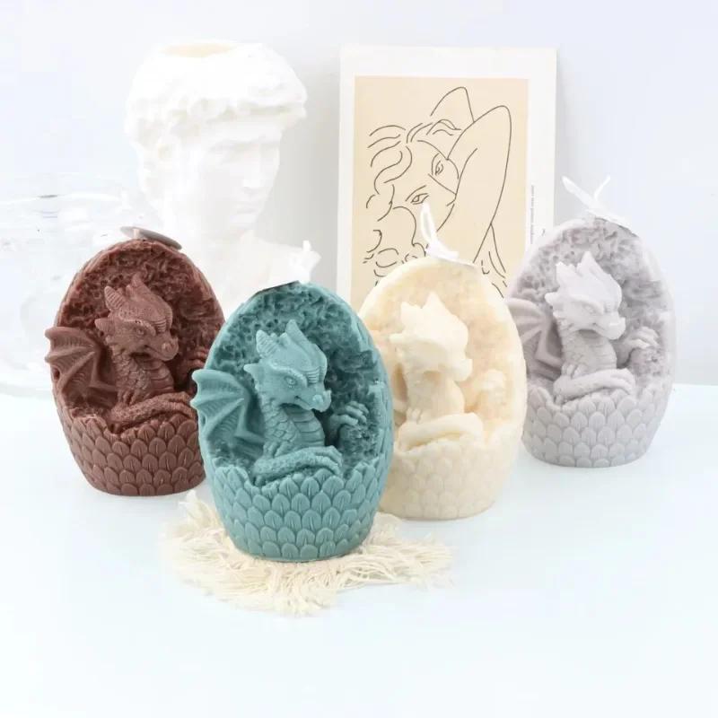 Gypsum Aromatherapy Candle Making Tools Cute Small Animal Dragon Candle Mold Silicone Desktop Decor Soy Wax Resin Soap Mould