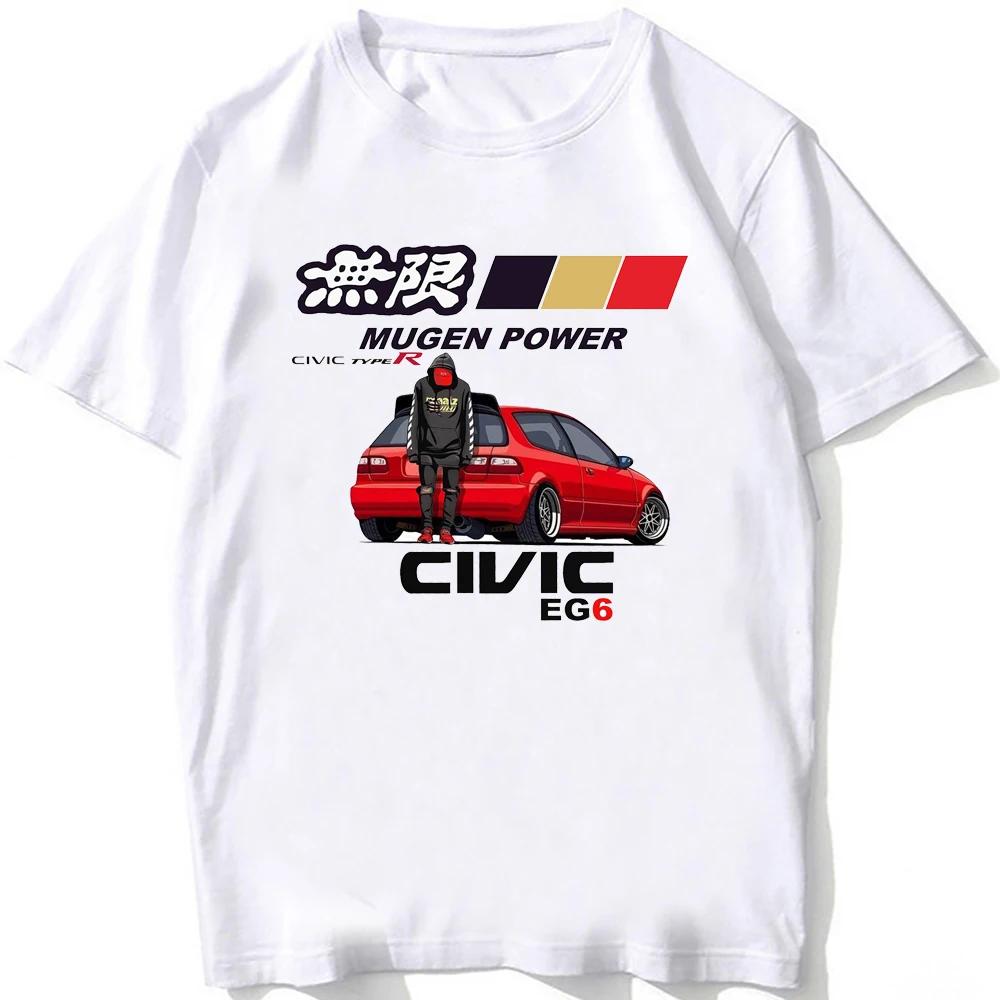 Civic Type R EG6 Legenda auta Tričko Nové Letní Pánské Krátký rukáv Vintage Hip Hop Chlapecké Ležérní Trička Harajuku JDM Bílá Trička