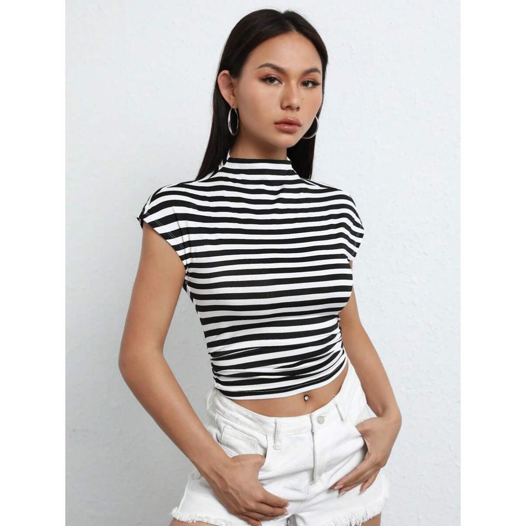 Summer Women's Striped Sleeveless Slim Fit Sexy Crop Top, Fashion Streetwear Going Out Top for Women, European American Style