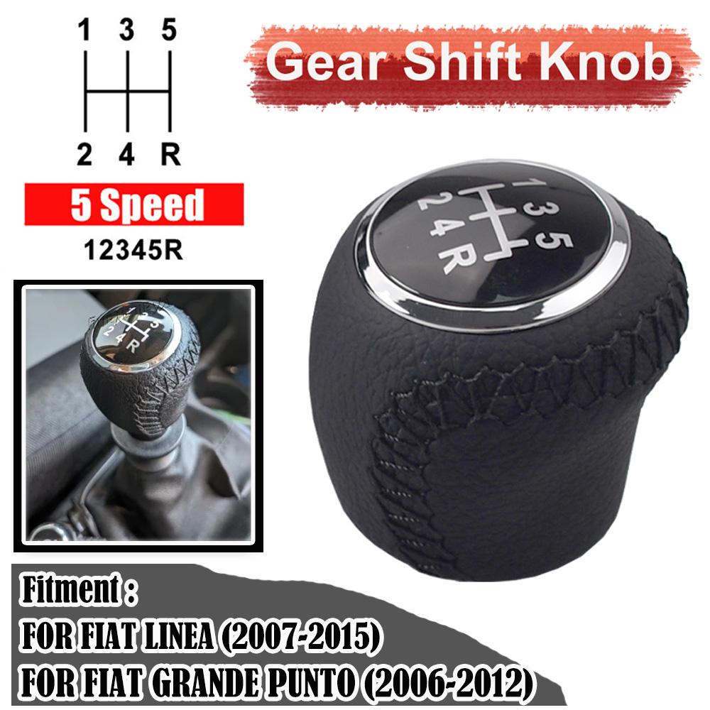 Car Gear Shift Knob Gearbox Handle Gear Lever Knob For Fiat Grande Punto 2006-2012 Fiat Linea 2007-2015 Lever Shifter PU Leather