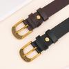 Women's Retro Korean Style Cowhide Leather Belt with Pin Buckle for Jeans