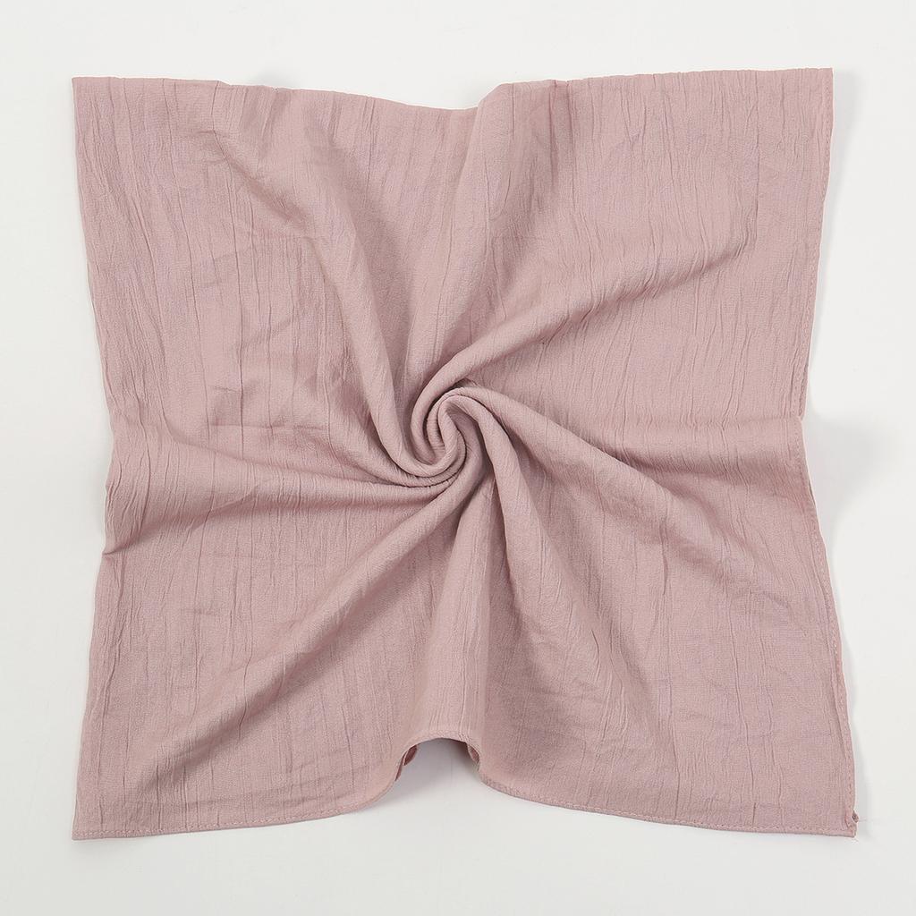 90*90Cm Crinkle Square Scarf Women Solid Color Wrinkle Hijab Shawl Thin Soft Cotton Hair Wraps Headscarf