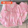 Sweet Love Full Print Casual Wrinkled Pajamas Women's Spring Summer Short-sleeved Three-piece Loungewear Real Shot