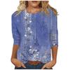 2026 Spring/Summer New Women's Fashion Printed Three-Quarter Sleeve Loose Round Neck Casual T-Shirt Top