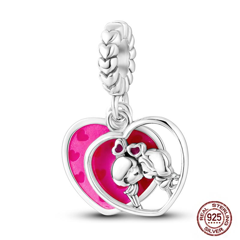 Copper Charms Great Love Mother Family Sister Pink Heart Tulip Cha Beads Fit Original Bracelet Diy Mother'S Day Jewelry Gift