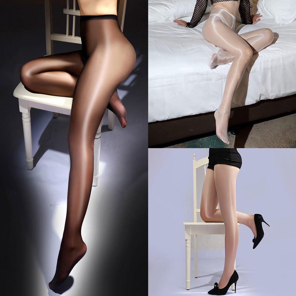Oily Shiny Pantyhose Sexy Lingerie Crotchless Stockings Female