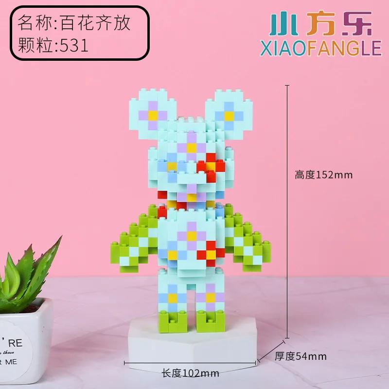 Funny Mini Bear Gloomy Cartoon 3D Micro Building Blocks Creative DIY Model Figure Toys Table Decor For Kids Birthday Gift