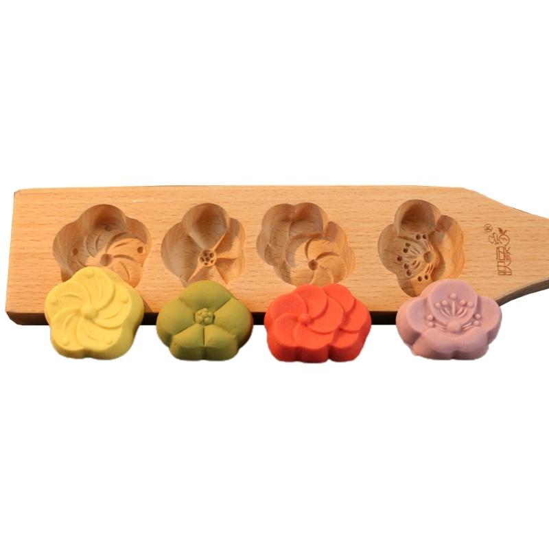Mooncake Moulds Mooncake Stamps Baking Tool Kitchen Accessories Wood Material 4 Styles Choose for Mid-Autumn Festival 1