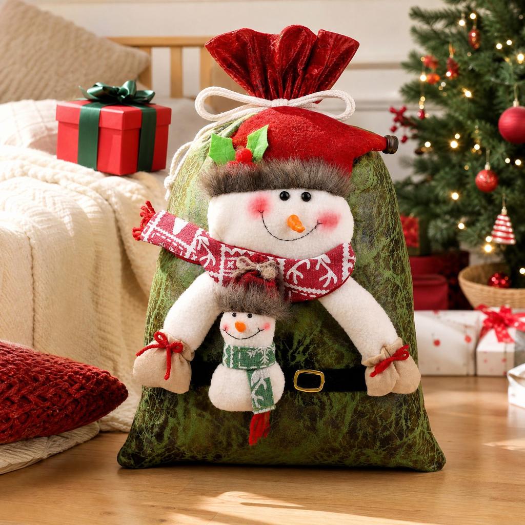 Large Christmas Candy Bag with Design for Holiday Gifts and Treats