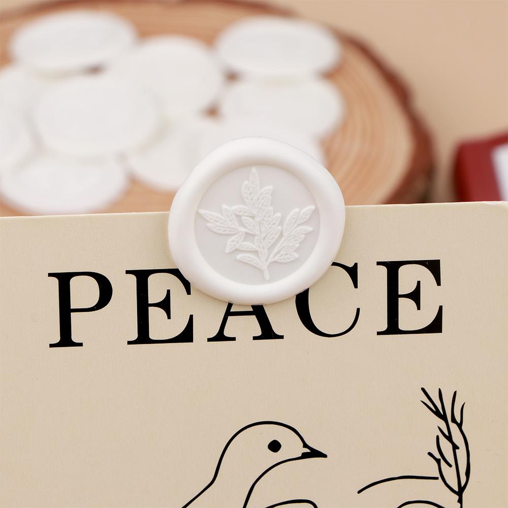 10st Eukalyptus Vaxsigill Stämpelklistermärken, Vita Växt Bröllop Självhäftande Vaxsigill Klistermärken, Dekorera Bröllopsinbjudan