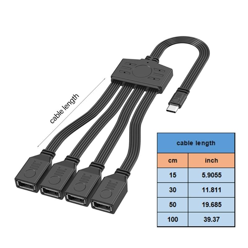 USB C To 4 USB2.0 Splitter Cable For Charging And Data Transfer Compatibles Laptops Tablets And Gaming Consoles