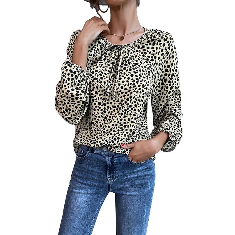 Comfortable Tops Woman Clothing Fashion Casual Tops Shirts Fashionable and Casual Temperament Women's Spring Leopard Print Shirt Long Sleeve Womens