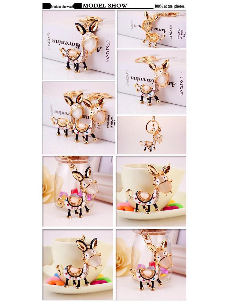Cute Rhinestone Donkey Car Keychain - Women's Bag Accessory & Small Gift