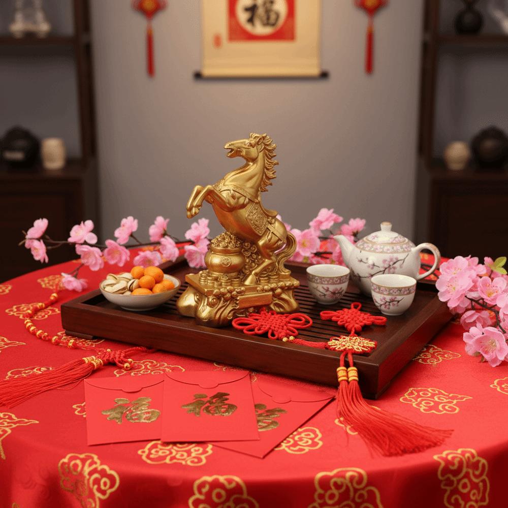 Lucky Charm Zodiac Animal Horse Sculpture Feng Shui Design Cute PVC Statue Creative Fortune Wealth Desktop Ornament