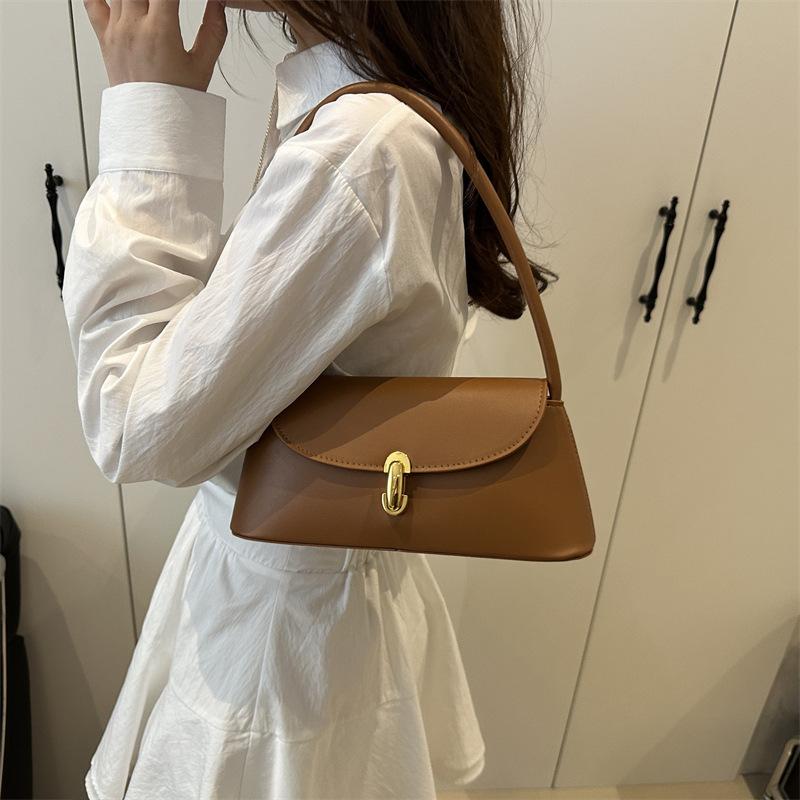 Niche retro simple underarm baguette bag 2025 new fashion high-end bag texture versatile shoulder bag tide