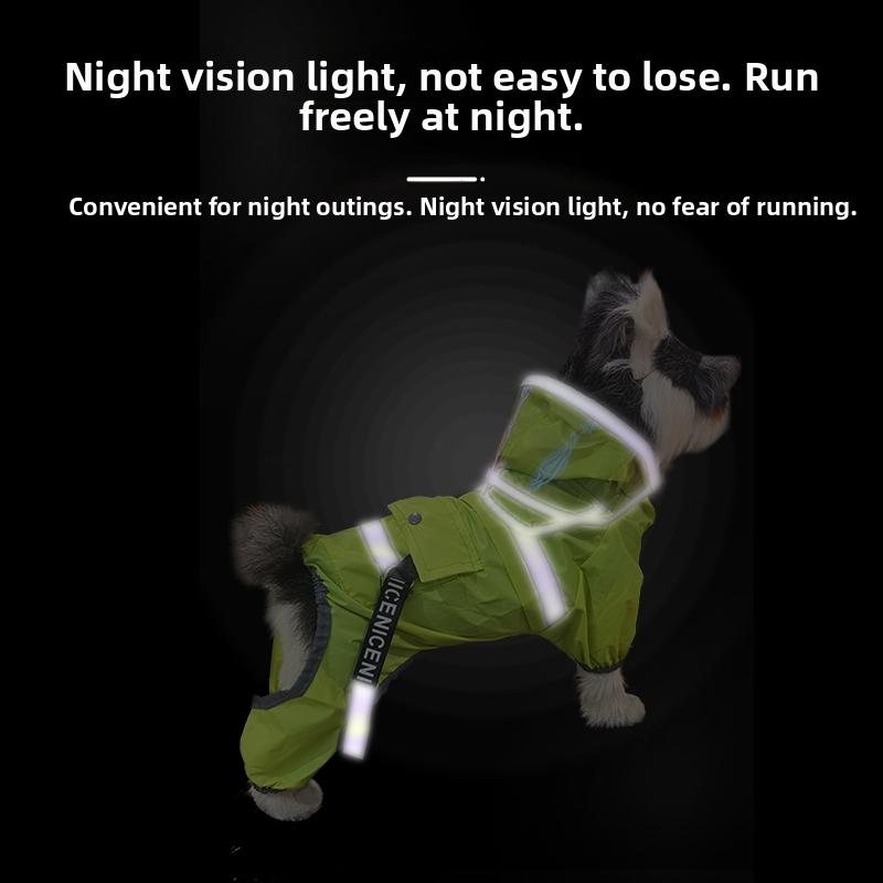 Waterproof Reflective Dog Rain Poncho, Lightweight Hooded Foldable Pet Rain Jacket For Small Medium Puppies Outdoor Walking
