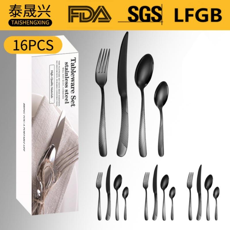 Stainless Steel Tableware 16/20/24-piece Set Star Diamond Four Main Pieces Simple Box Western Food Knife, Fork and Spoon Set