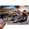 Vintage Aluminum Metal Sign  Retro Art Poster with Classic Motorcycle Scene for Restaurants Bars Cafes  Durable Tin Wall De