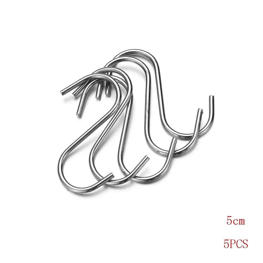 5Pcs S Shaped Hook Kitchen Household Hanger Storage Holders Organizer Stainless Steel Hooks Bathroom Storage Holder Rack