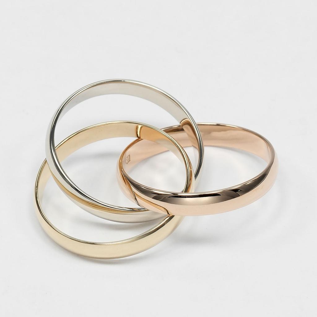 CARTIER Trinity Ring 0.1" band K18 Gold (YGxPGxWG) #7.4(US Size) 7.83g Women Used