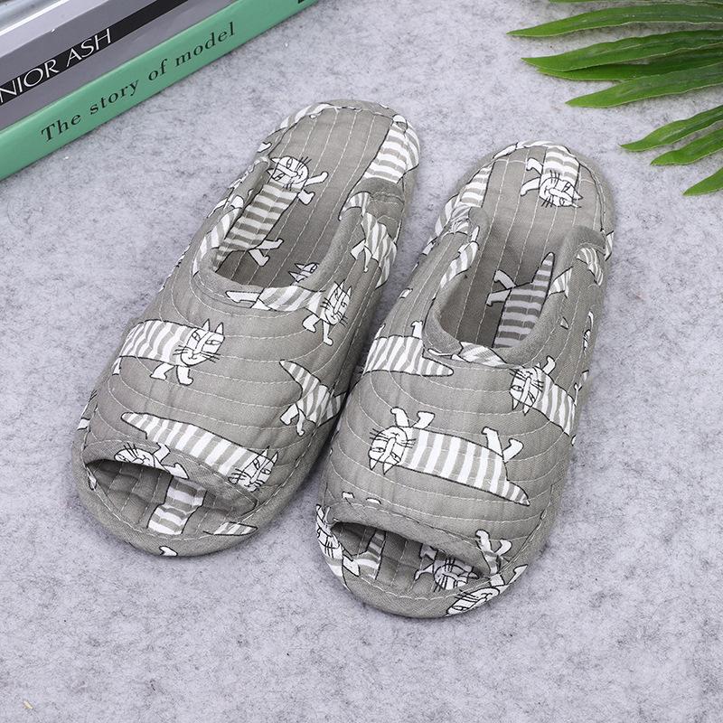 Vintage Korea Floral Hausschuhe Pantoffeln Damen Baumwollstoff Hausschuhe Nähen Bequeme Flache Schuhe Indoor Weich Reise