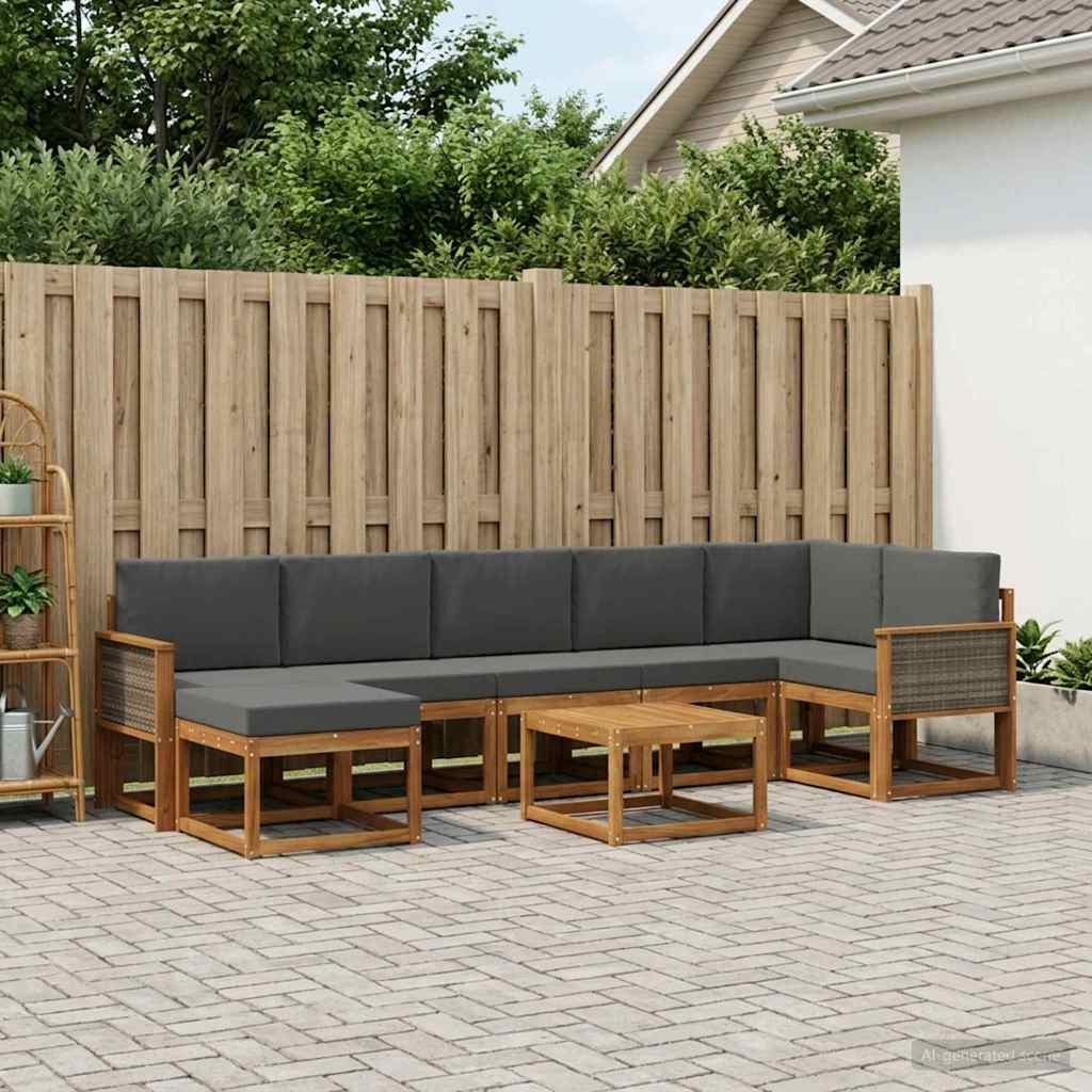 Outdoor Sofa Set 8 Pcs Natural and Anthracite Polyester