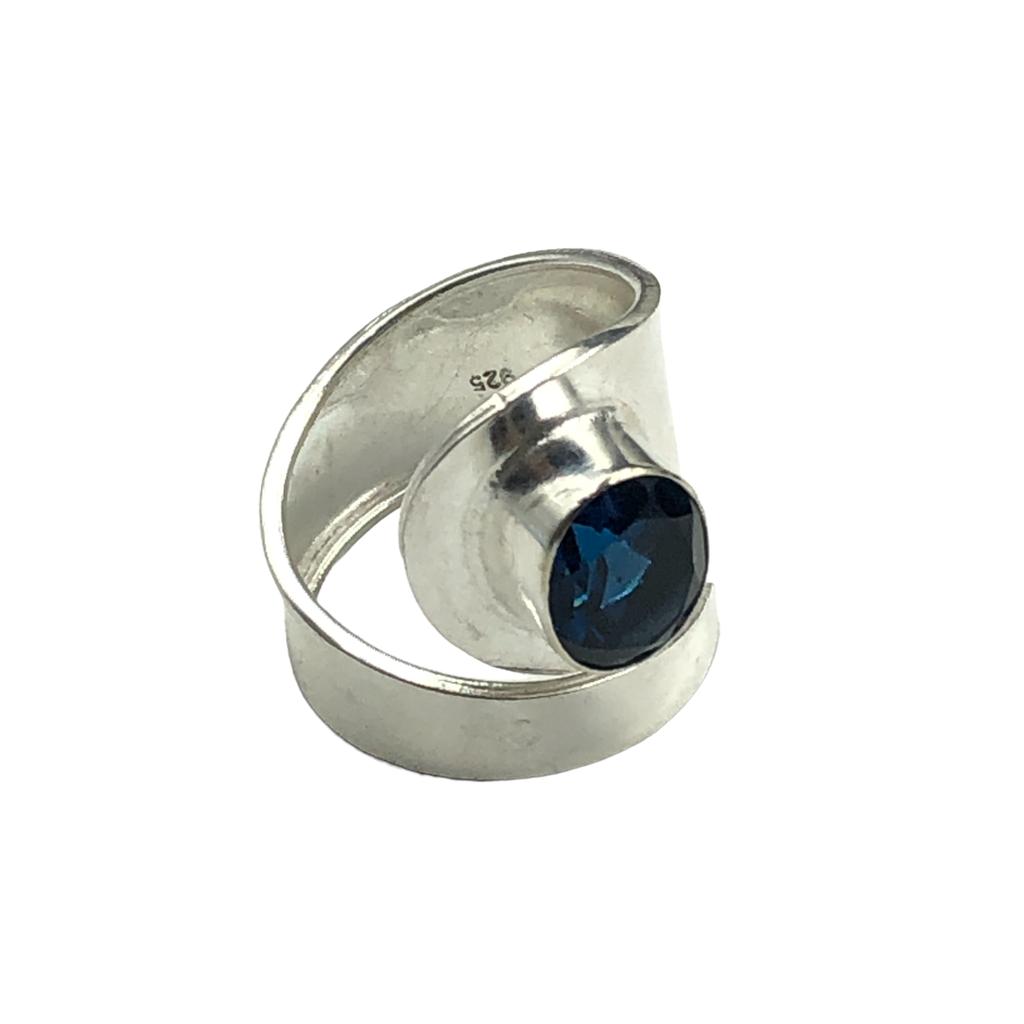 London Blue Topaz Gemstone 925 Sterling Silver Jewelry Handmade Ring For Women RR-2-2