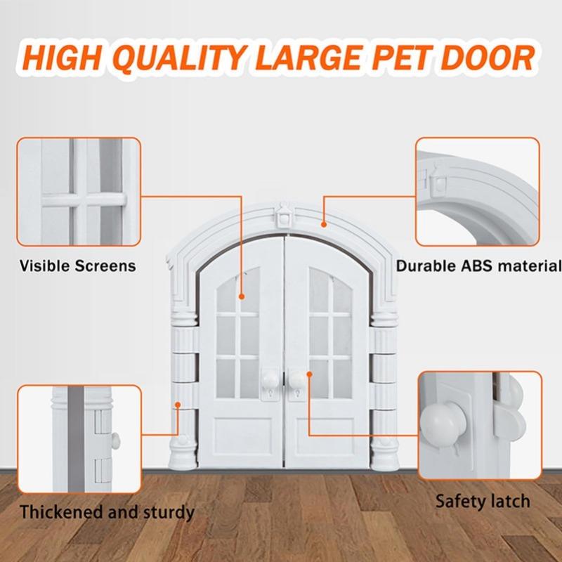 Portal French Cat Door - Stylish No-Flap Cat Door Interior Door for Average-Sized Cats Up to 20 lbs, Easy DIY Setup