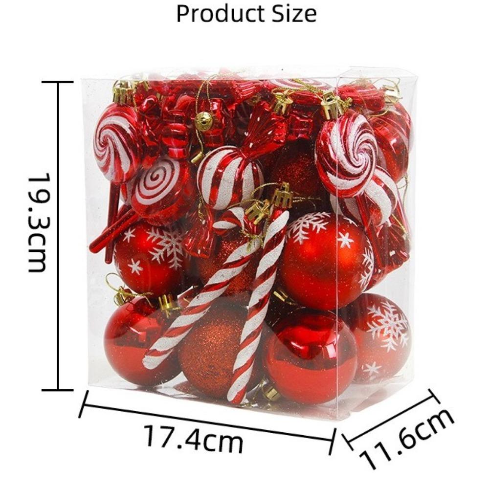 36PCS Electroplated Painted Christmas Tree Balls Ornaments Candy Cane Design Shatterproof Christmas Tree Party Decoration