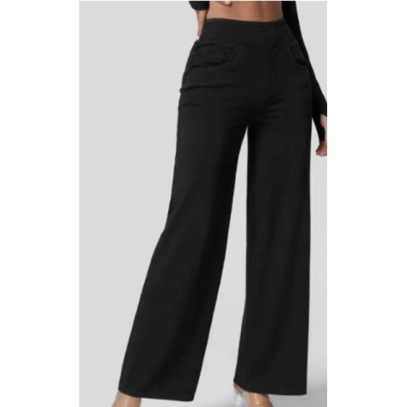 

Женские удобные джинсы широкого кроя из денима однотонной расцветки с высокой эластичностью XXS чёрный