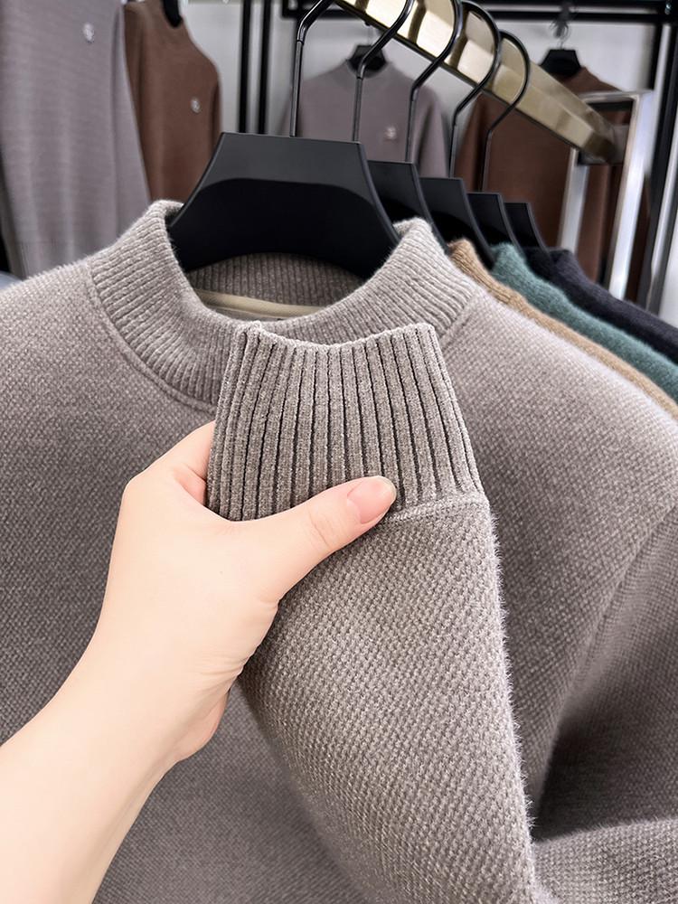 Herren Winter Chenille Samt Pullover: Halbhoher Kragen, Verdickte Strick-Basisschicht für mittleres Alter & junge Erwachsene.