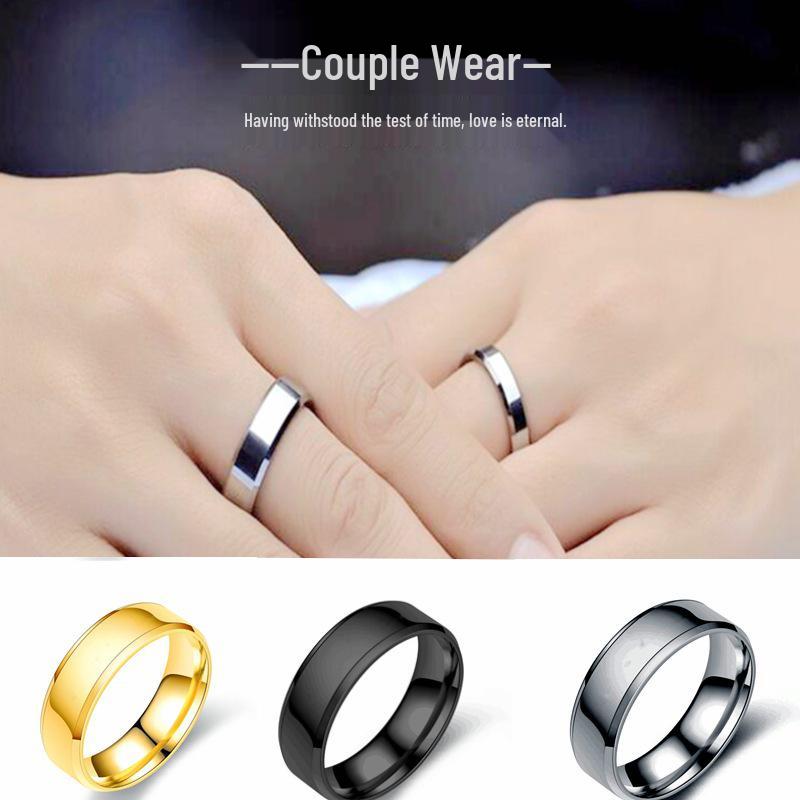 Titanium Steel Polished Couple Rings - European & American Men's Styles
