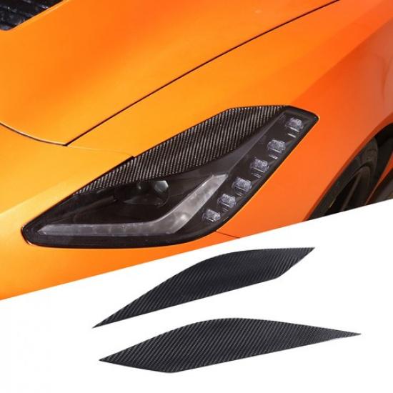 Weißer Kohlefaser Scheinwerfer Augenlid Streifen Aufkleber Zierleiste Für Corvette C7 2014-